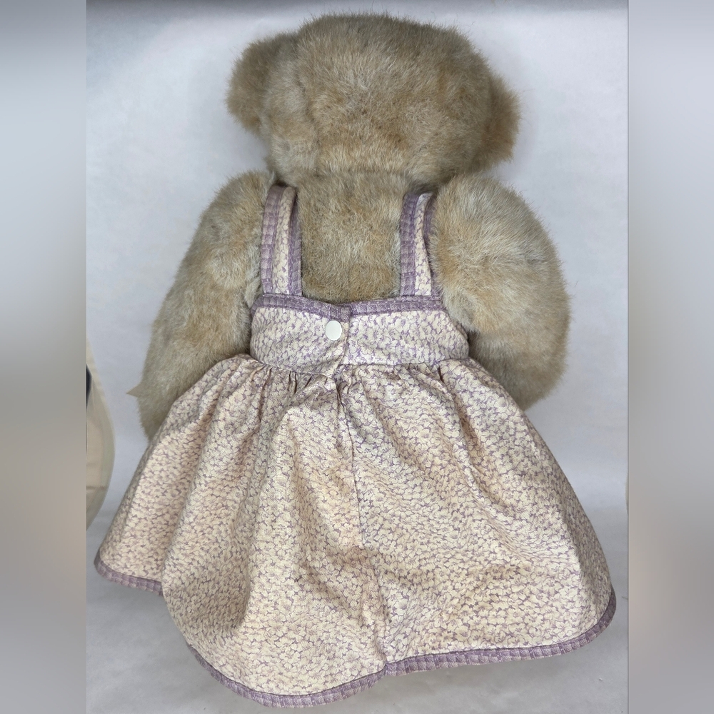 1994 Adorable Plush Bear in Cream and Purple Outfit - Picture 5 of 9